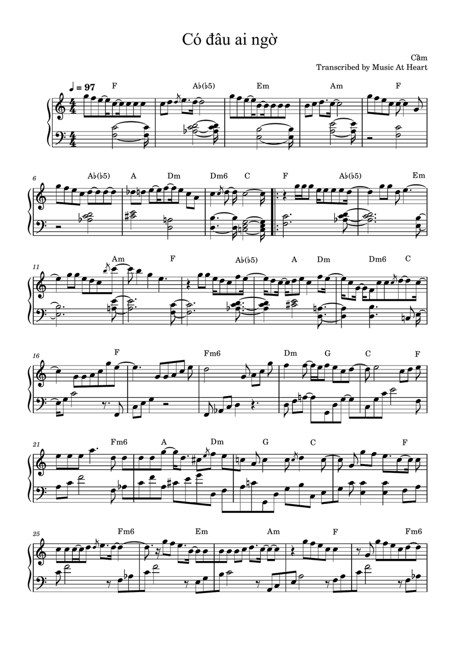 Có đâu ai ngờ Có đâu ai ngờ Piano Solo scores gallery preview page 1