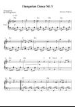 hungarian Dance No. 5 – intermediate Piano (Key of Dm)