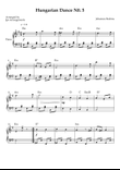 hungarian Dance No. 5 – intermediate Piano (Key of Em)