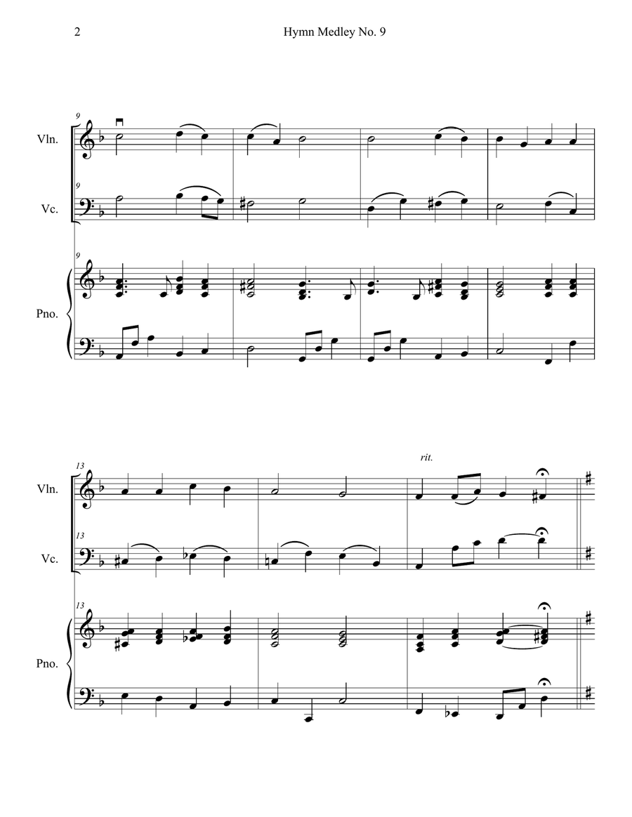 Hymn Medley No. 9 (Violin and Cello Duet with Piano Accompaniment) Piano Trio scores gallery preview page 2