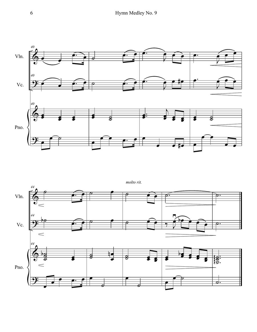 Hymn Medley No. 9 (Violin and Cello Duet with Piano Accompaniment) Piano Trio scores gallery preview page 6