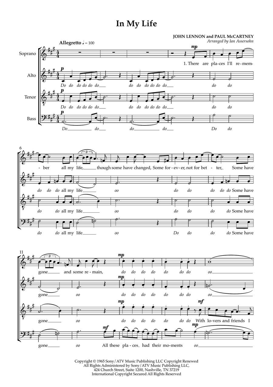 In My Life In My Life 4-Part scores gallery preview page 1