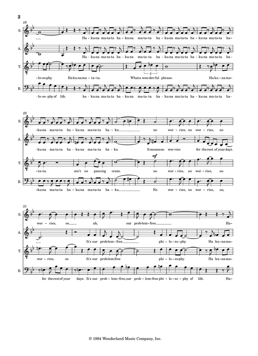 Hakuna Matata Hakuna Matata 4-Part scores gallery preview page 2