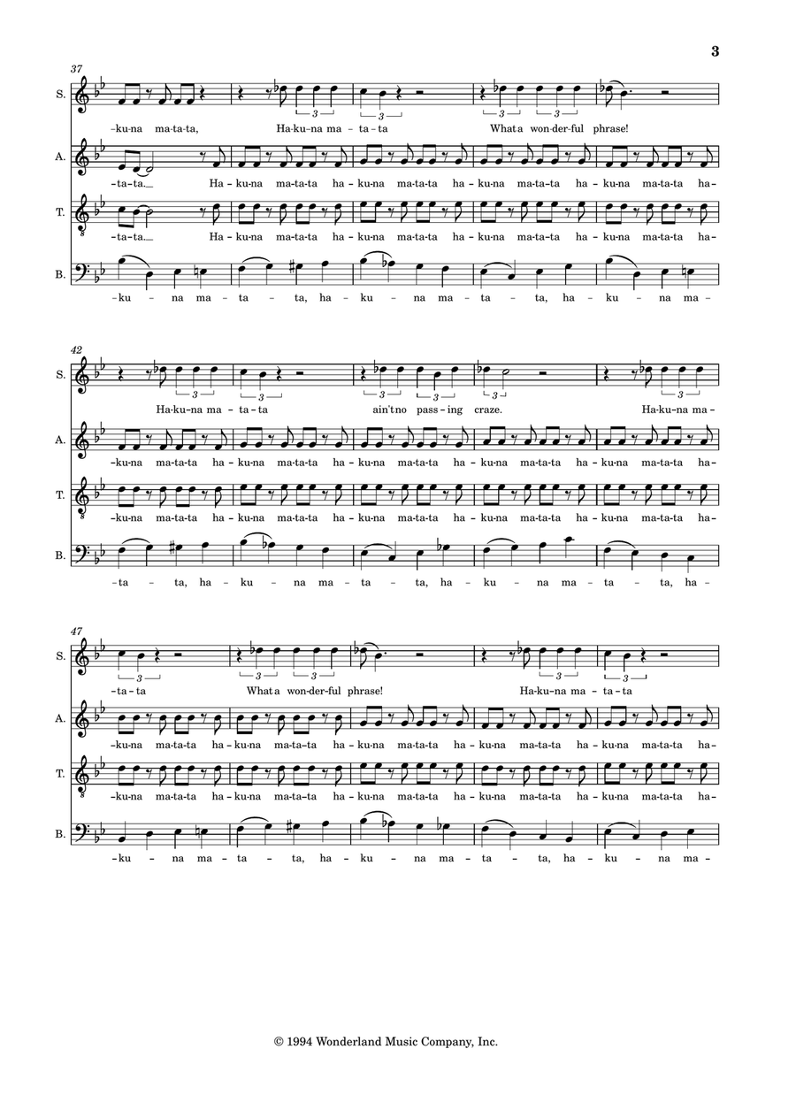 Hakuna Matata Hakuna Matata 4-Part scores gallery preview page 3