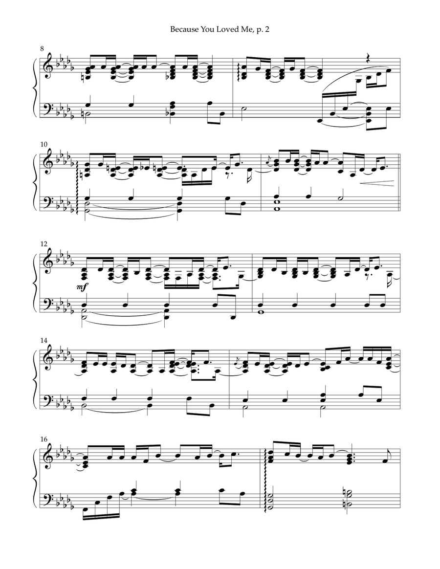 Because You Loved Me Because You Loved Me Piano Solo scores gallery preview page 2