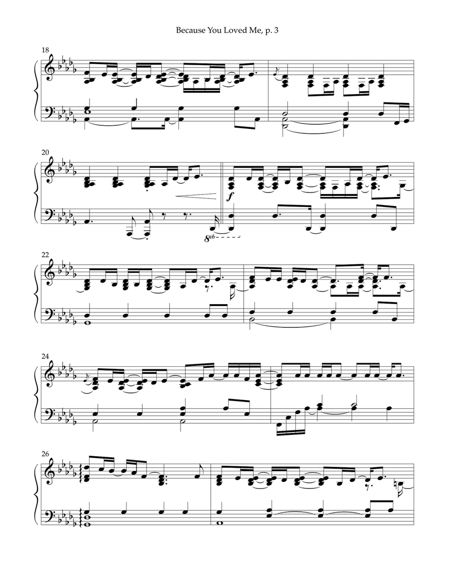 Because You Loved Me Because You Loved Me Piano Solo scores gallery preview page 3