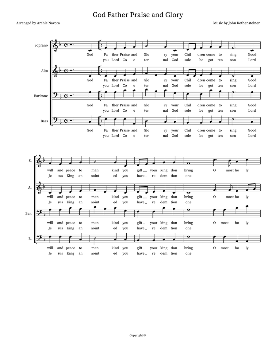 God Father Praise and Glory 4-Part scores gallery preview page 1