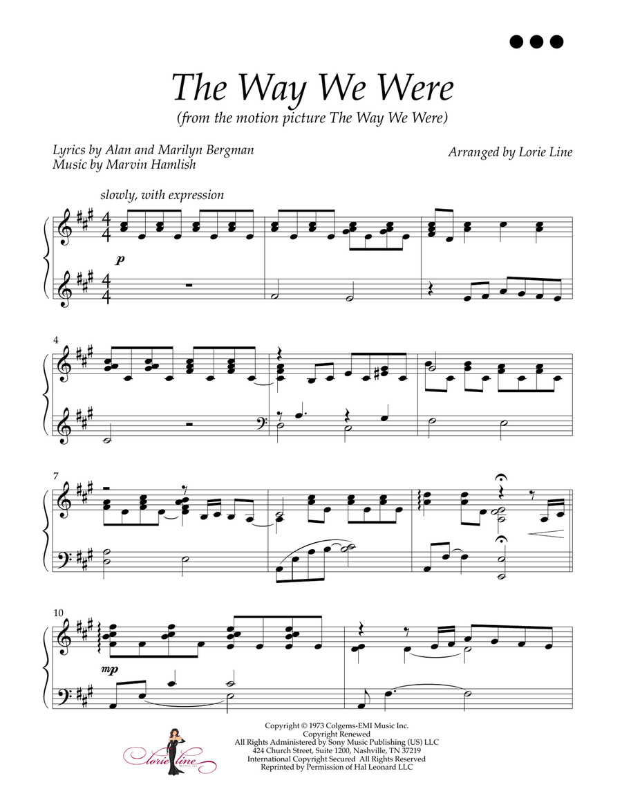 The Way We Were The Way We Were Piano Solo scores gallery preview page 1
