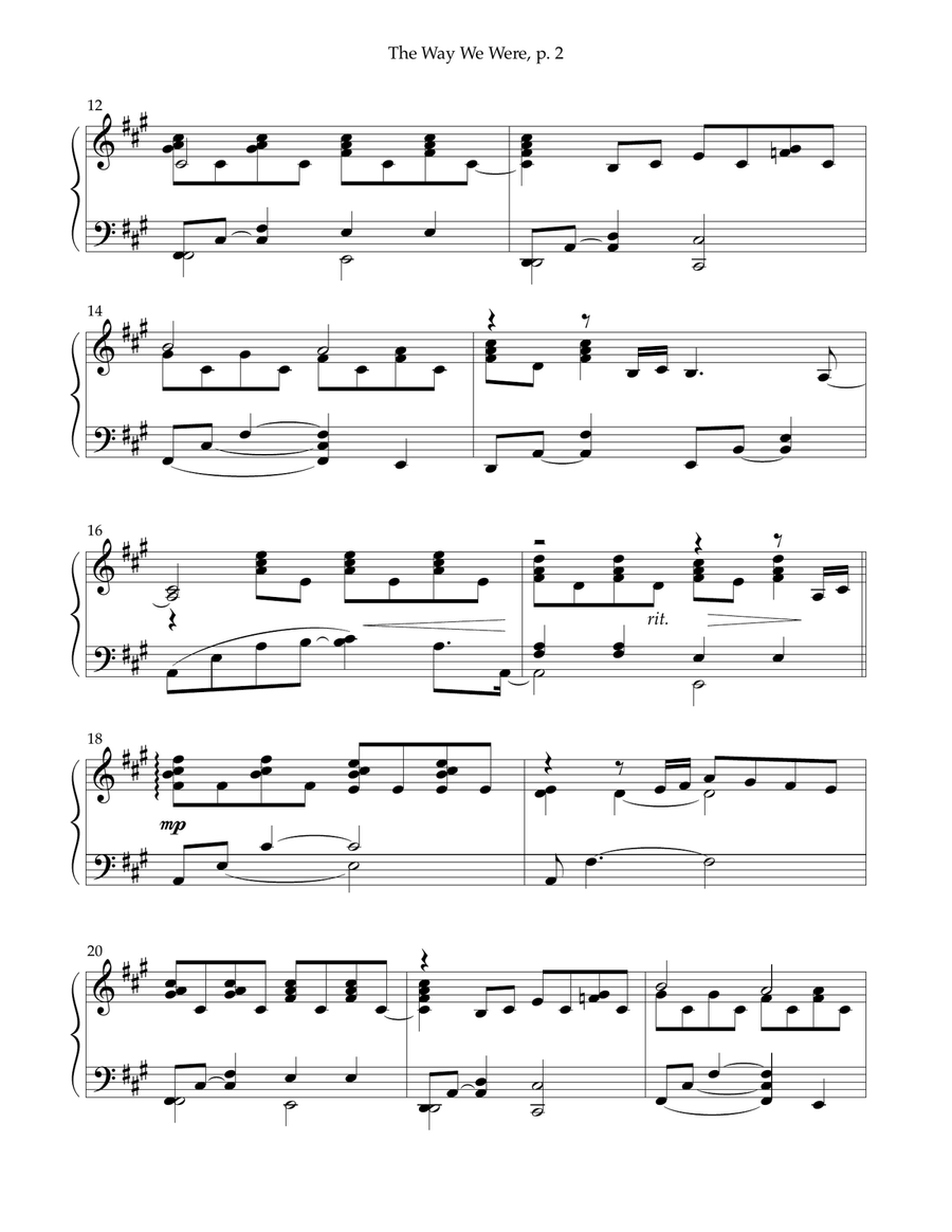 The Way We Were The Way We Were Piano Solo scores gallery preview page 2