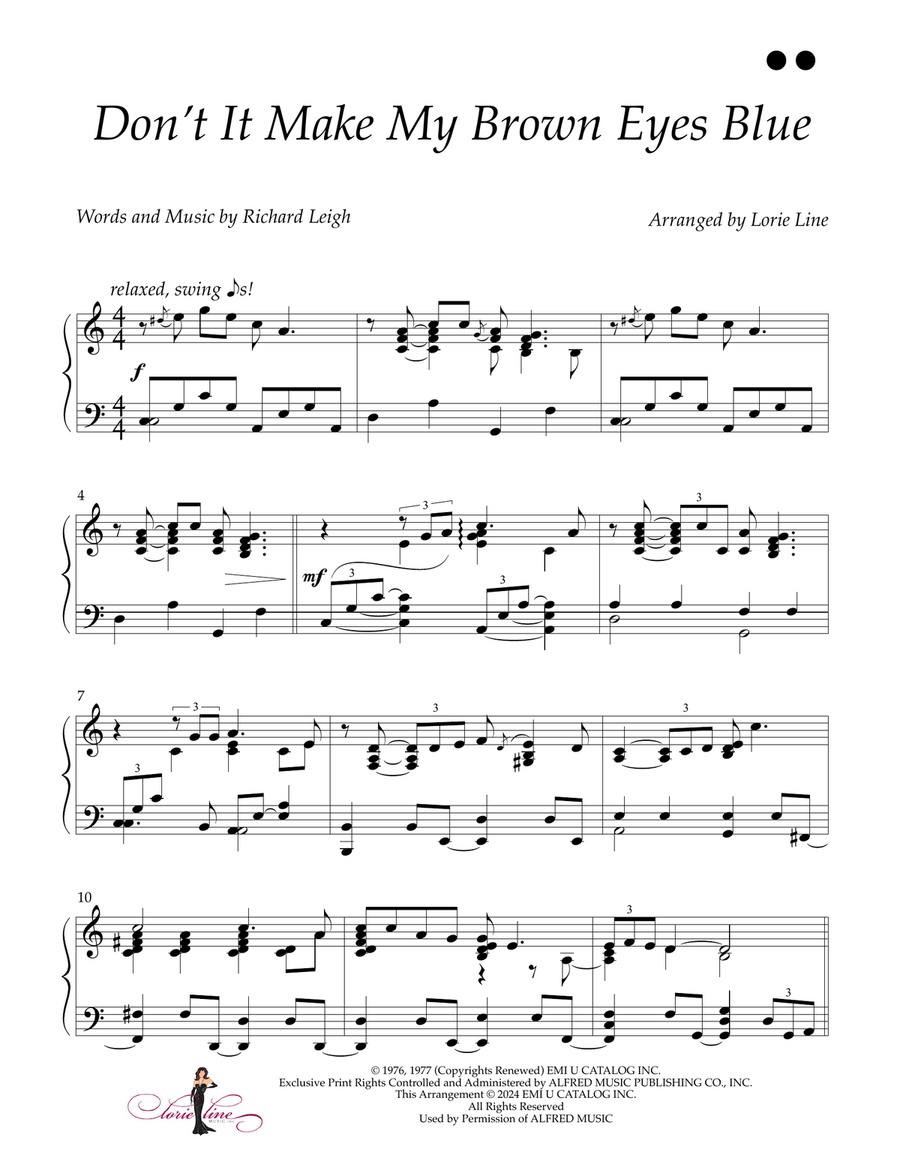Don't It Make My Brown Eyes Blue Piano Solo scores gallery preview page 1