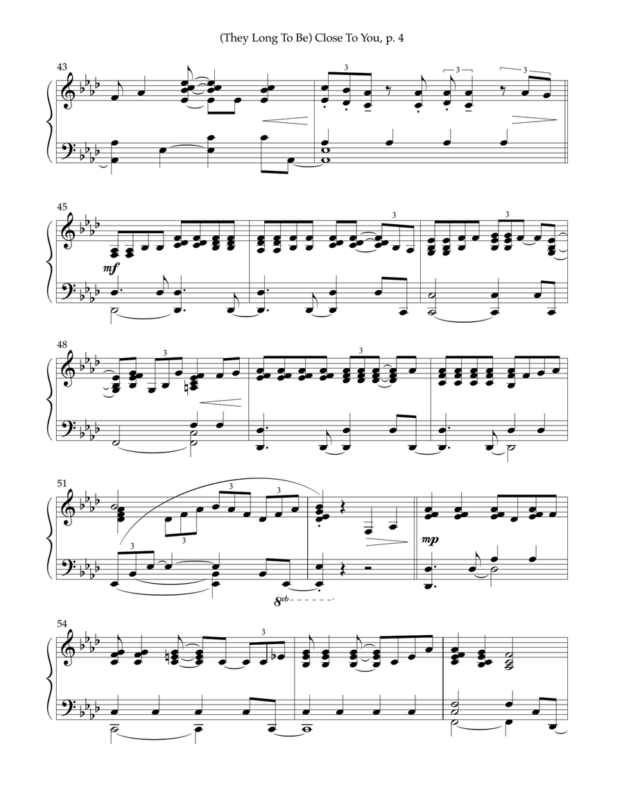 (They Long To Be) Close To You Piano Solo scores gallery preview page 4