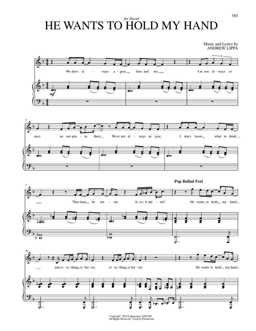 He Wants To Hold My Hand He Wants To Hold My Hand Piano, Vocal scores gallery preview page 1