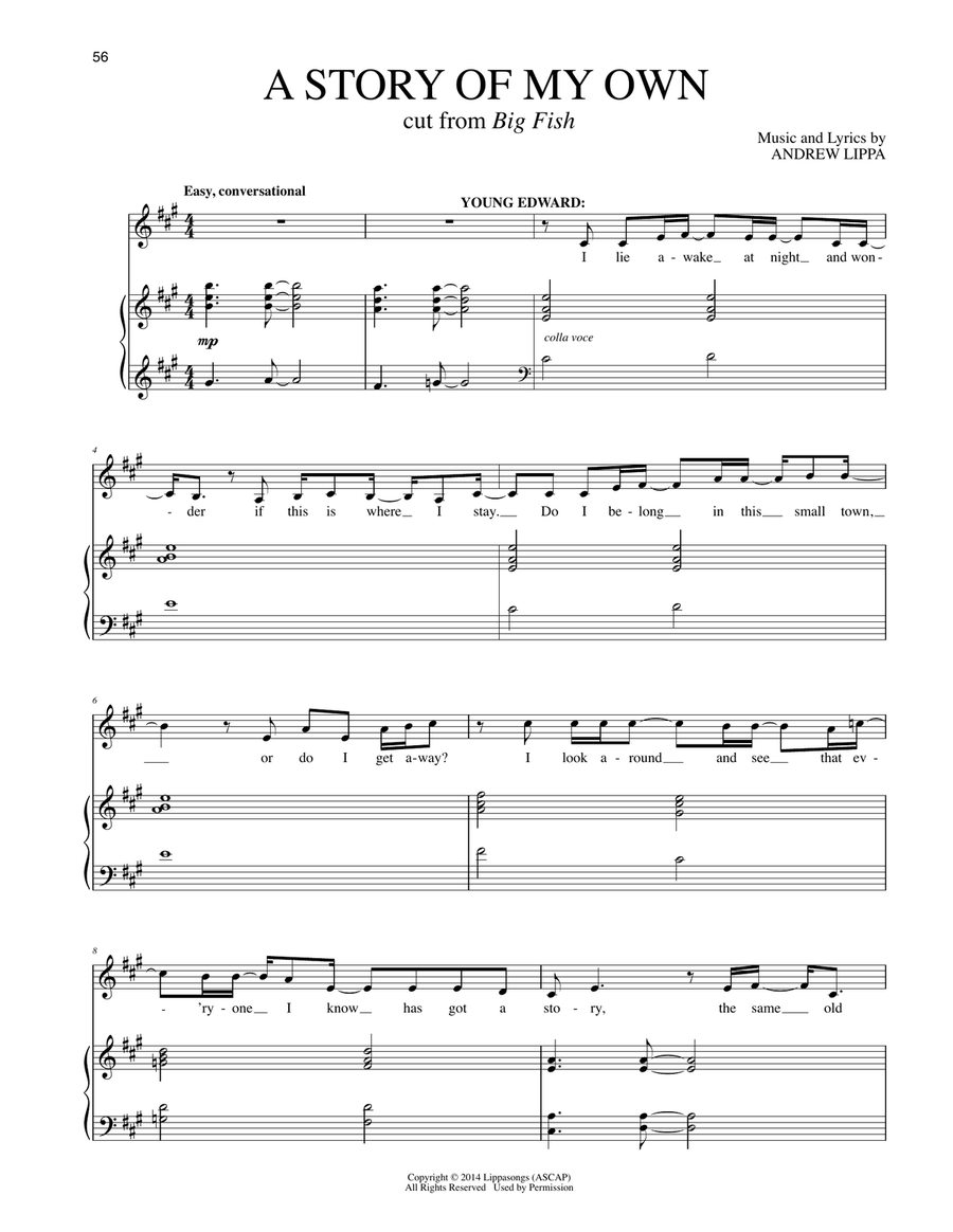 A Story Of My Own (from Big Fish) Piano, Vocal scores gallery preview page 1