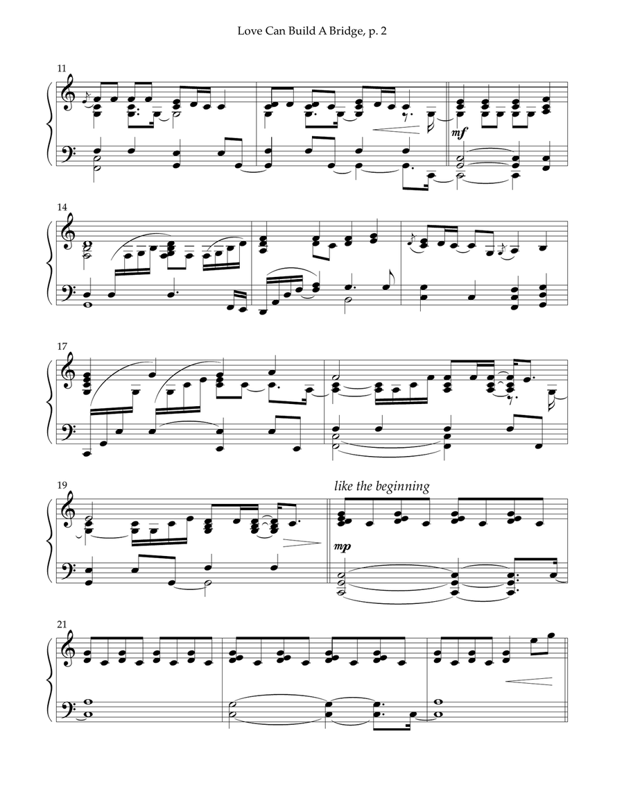 Love Can Build A Bridge Love Can Build A Bridge Piano Solo scores gallery preview page 2