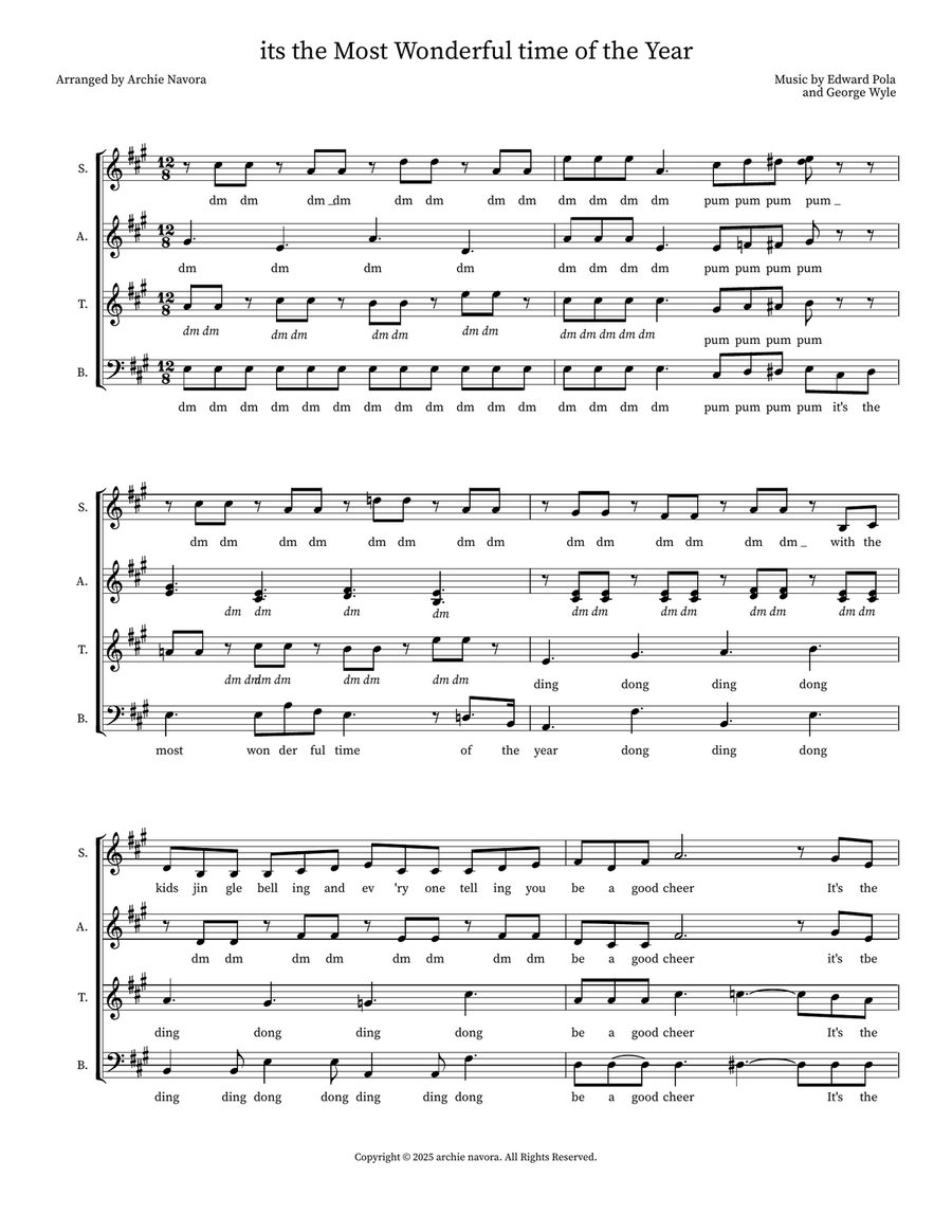 its the Most Wonderful time of the Year 4-Part scores gallery preview page 1