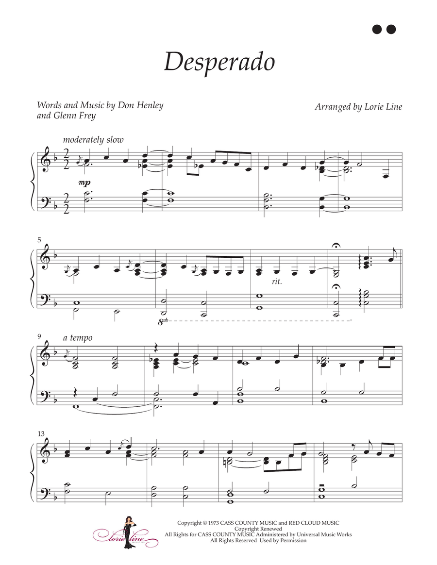 Desperado Desperado Piano Solo scores gallery preview page 1