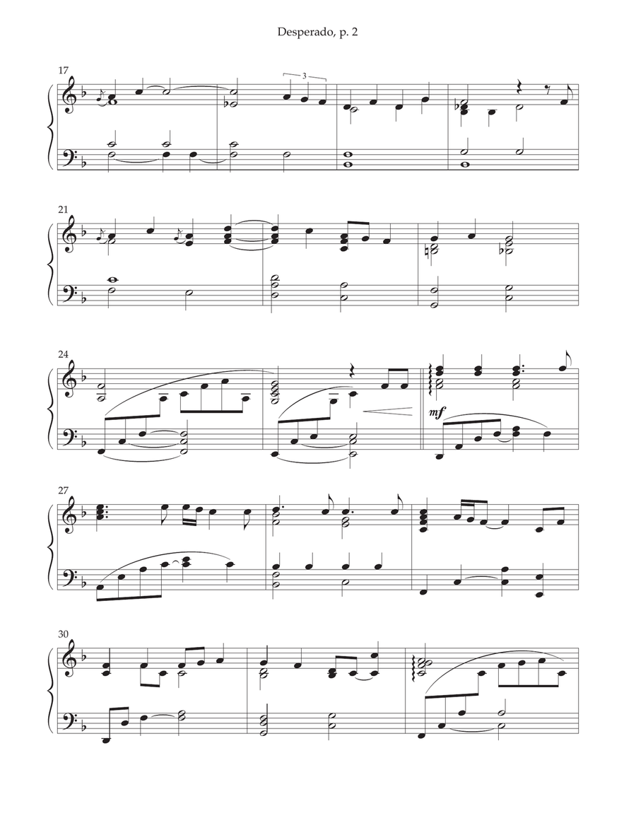Desperado Desperado Piano Solo scores gallery preview page 2
