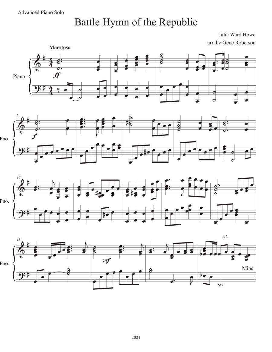 Battle Hymn of the Republic Advanced Piano Solo Piano Solo scores gallery preview page 2