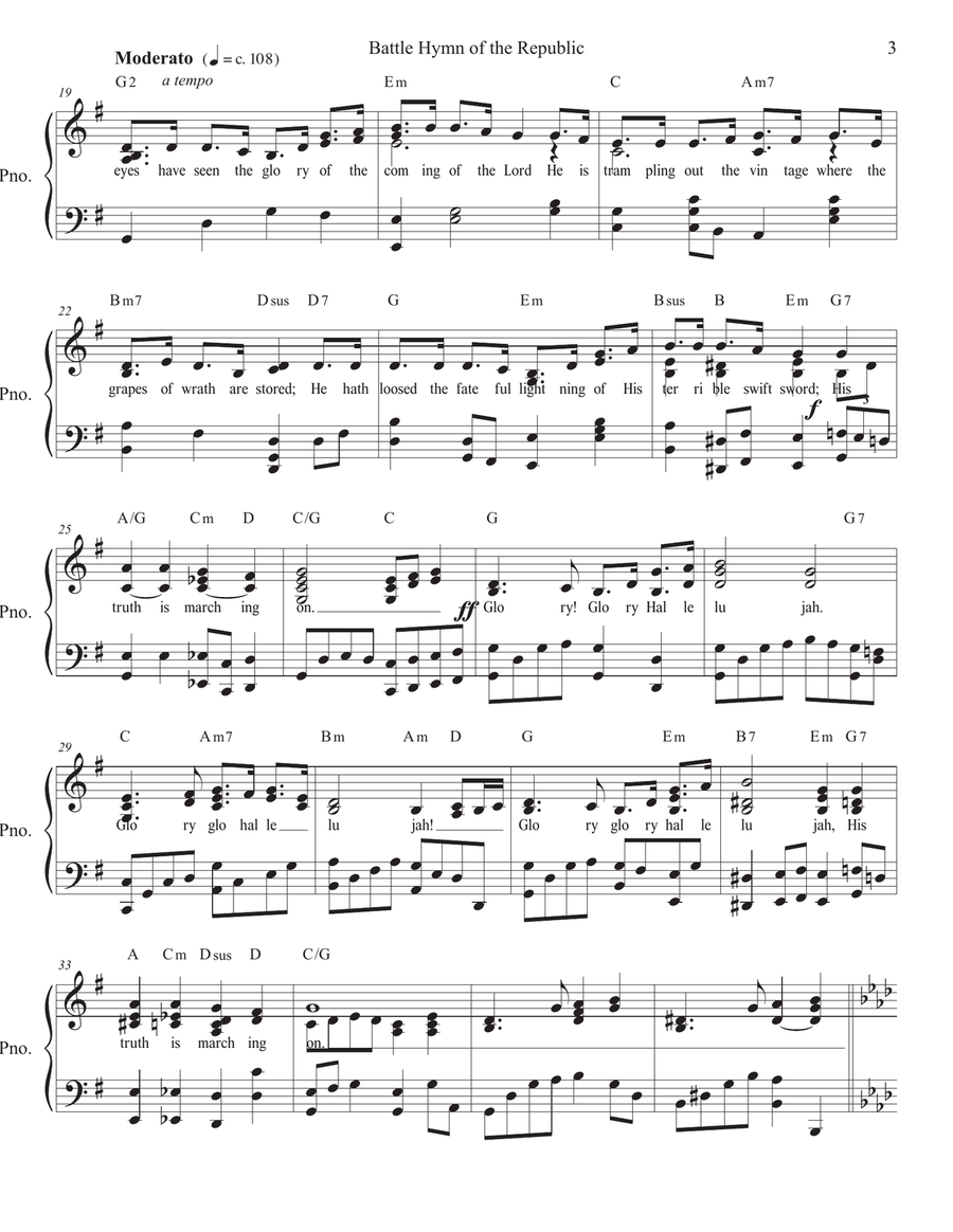 Battle Hymn of the Republic Advanced Piano Solo Piano Solo scores gallery preview page 3