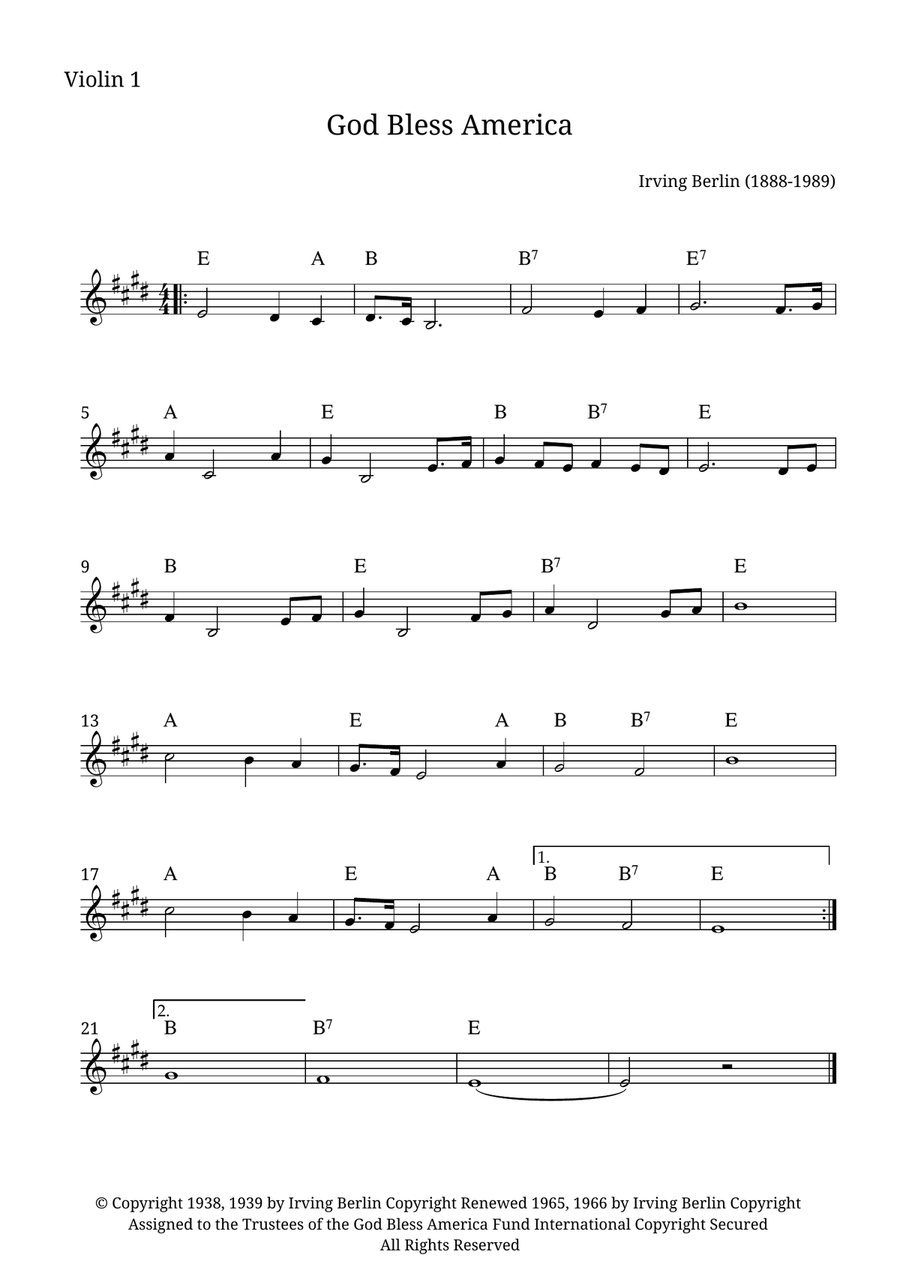 God Bless America ® God Bless America ® String Quartet scores gallery preview page 3