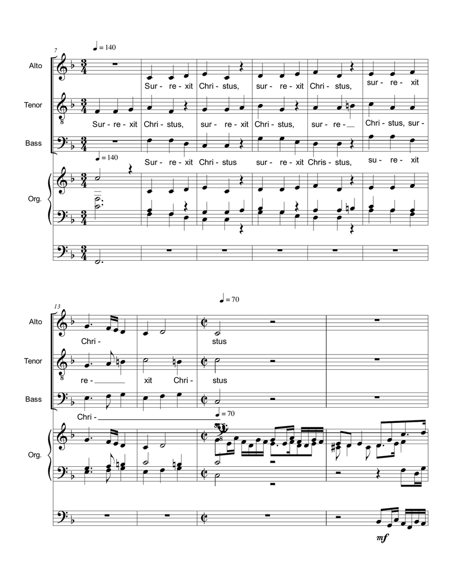 G. Gabrieli. SURREXIT CHRISTUS, Sinfonia liturgica a 11 voci. Arr. for ATB Choir and Organ 3 Staffs ATB scores gallery preview page 2