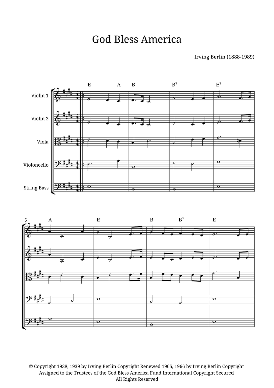 God Bless America ® God Bless America ® String Orchestra scores gallery preview page 1