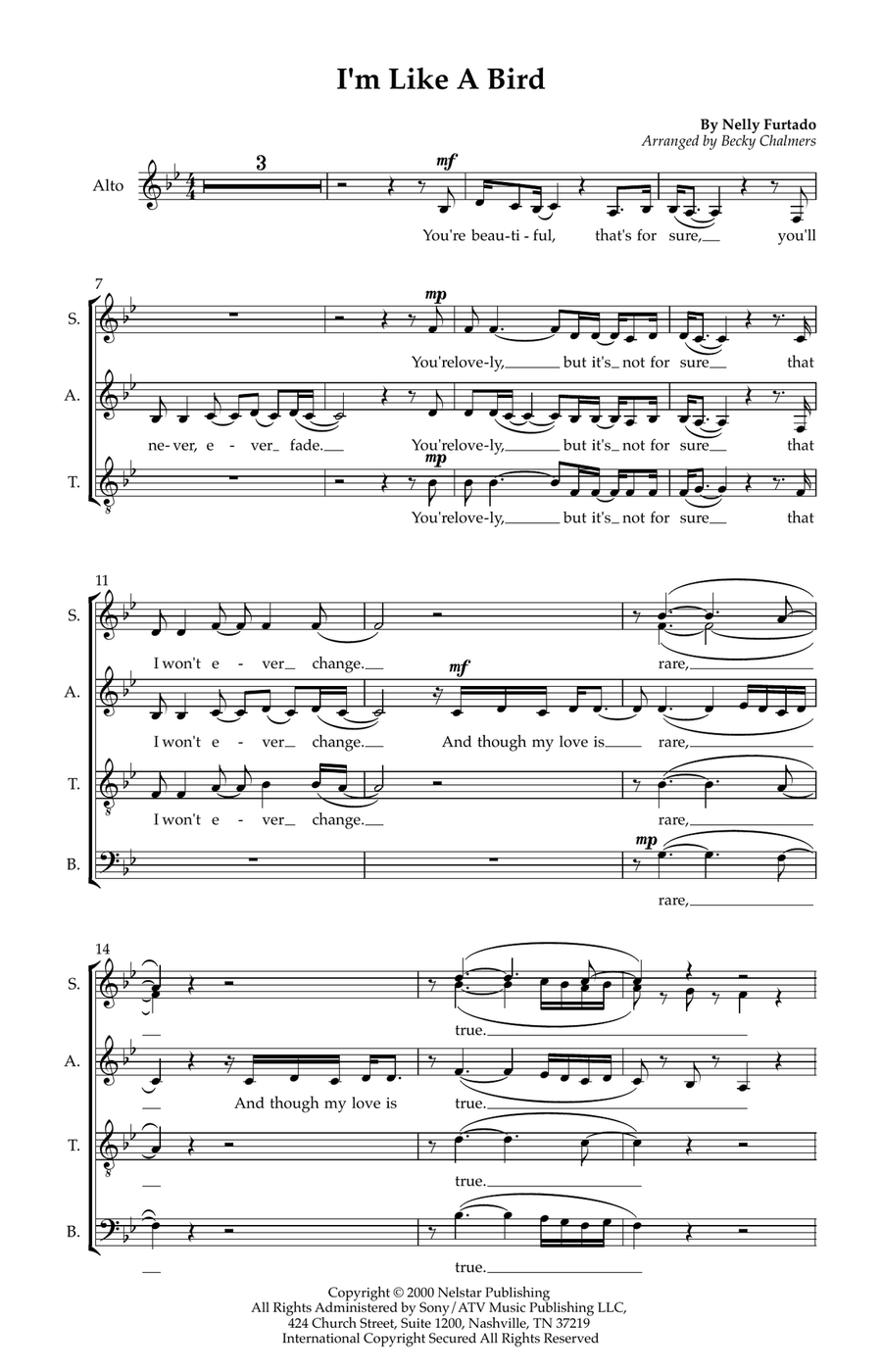 I'm Like A Bird I'm Like A Bird Divisi scores gallery preview page 1