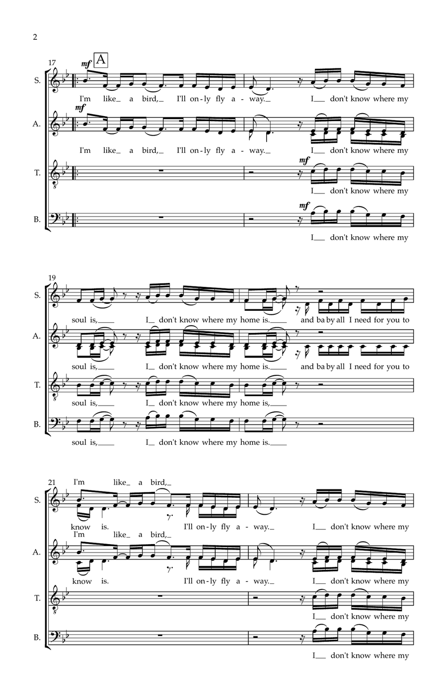I'm Like A Bird I'm Like A Bird Divisi scores gallery preview page 2