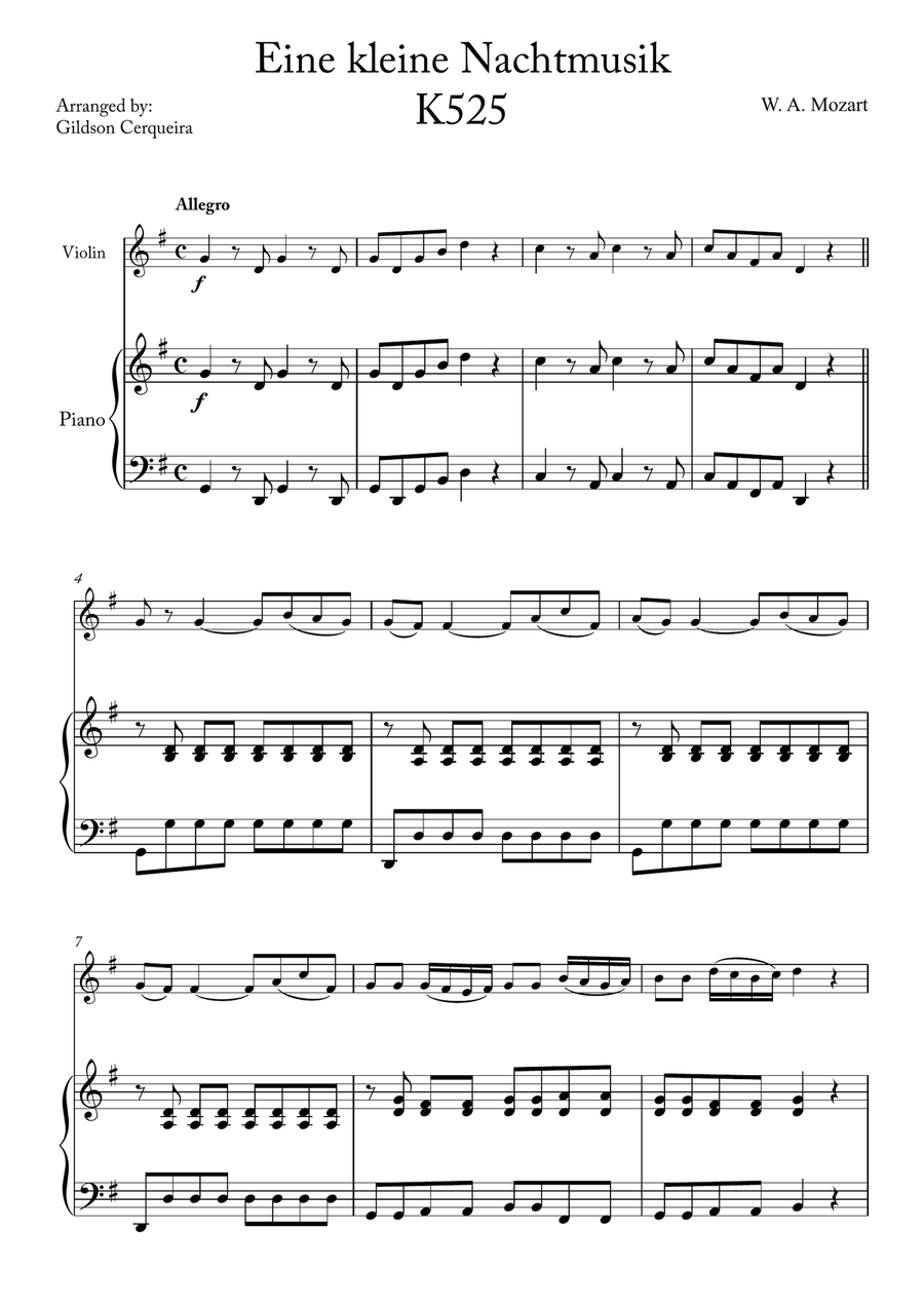 Eine kleine Nachtmusik Eine kleine Nachtmusik Chamber Music scores gallery preview page 1