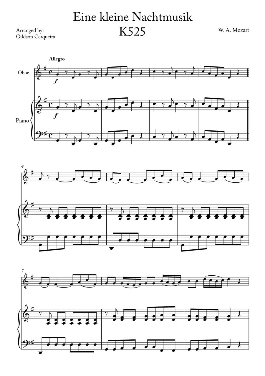 Eine kleine Nachtmusik Eine kleine Nachtmusik Chamber Music scores gallery preview page 1