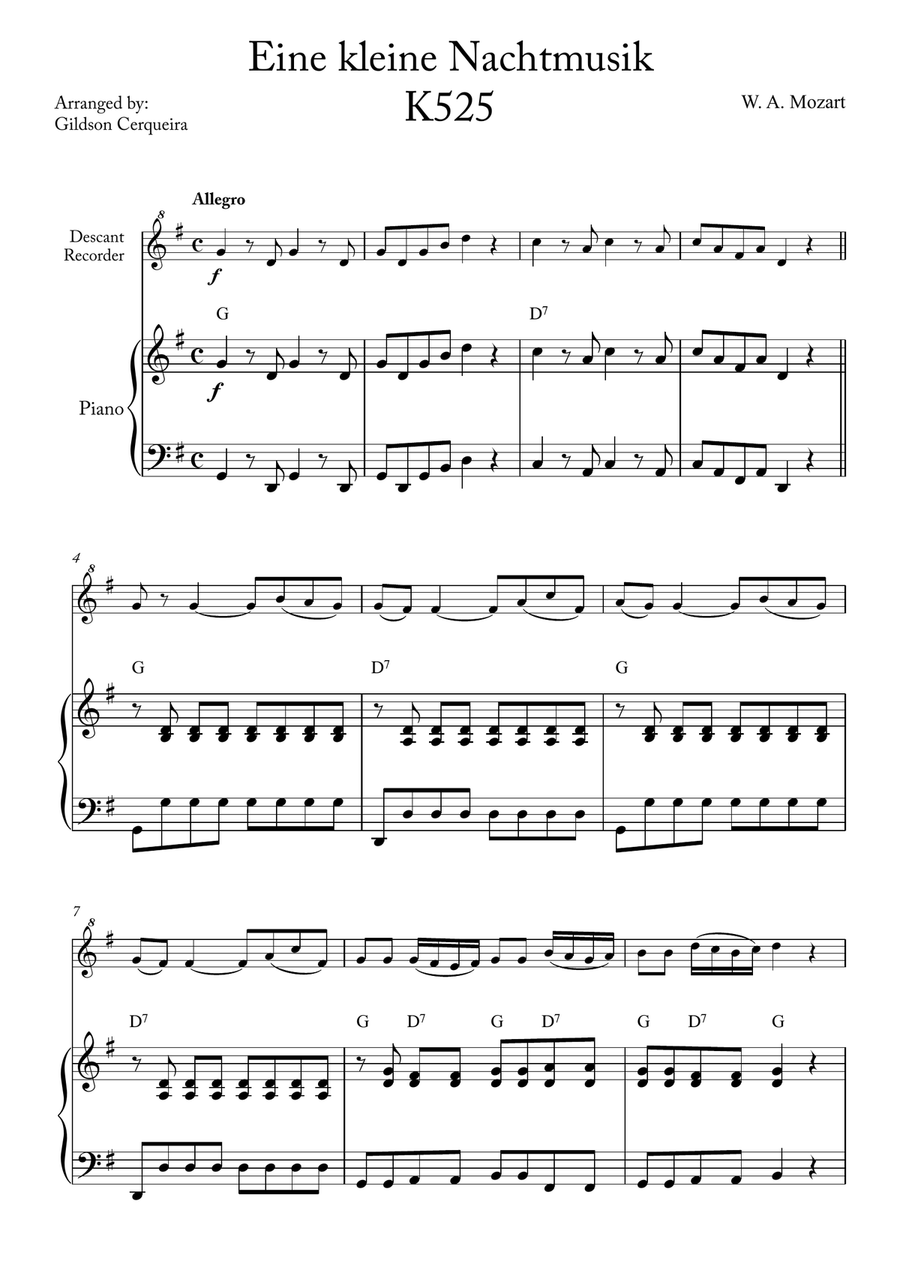 Eine kleine Nachtmusik Eine kleine Nachtmusik Chamber Music scores gallery preview page 1