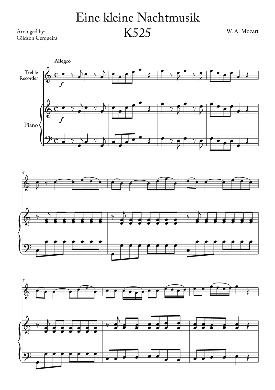 Eine kleine Nachtmusik Eine kleine Nachtmusik Chamber Music scores gallery preview page 1