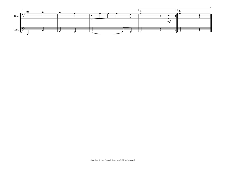 When Johnny Comes Marching Home Brass Duet scores gallery preview page 2