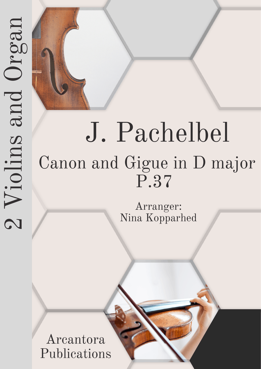 Canon and Gigue in D major, P37, arr. 2 violins and organ String Duet scores gallery preview page 1