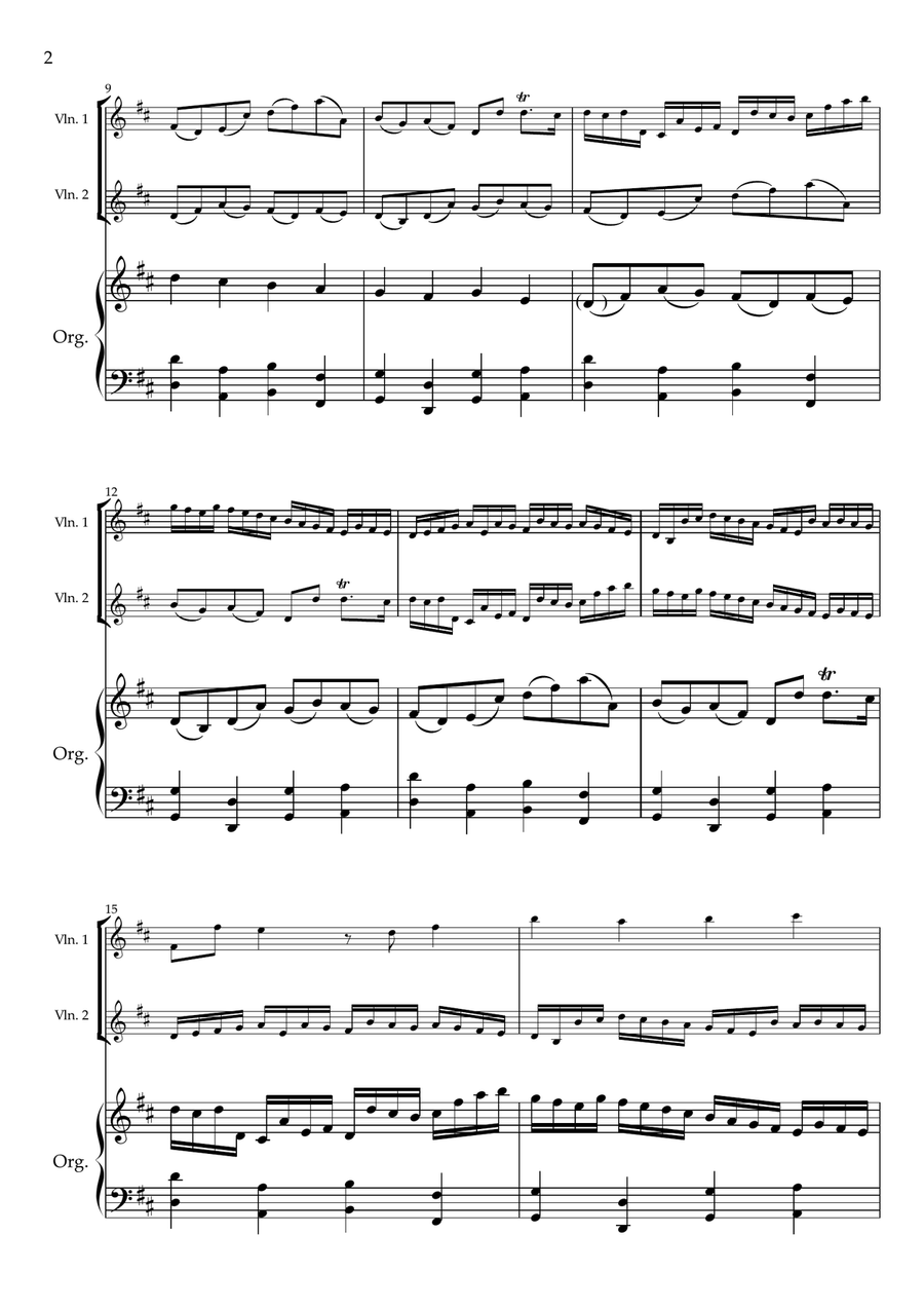 Canon and Gigue in D major, P37, arr. 2 violins and organ String Duet scores gallery preview page 4