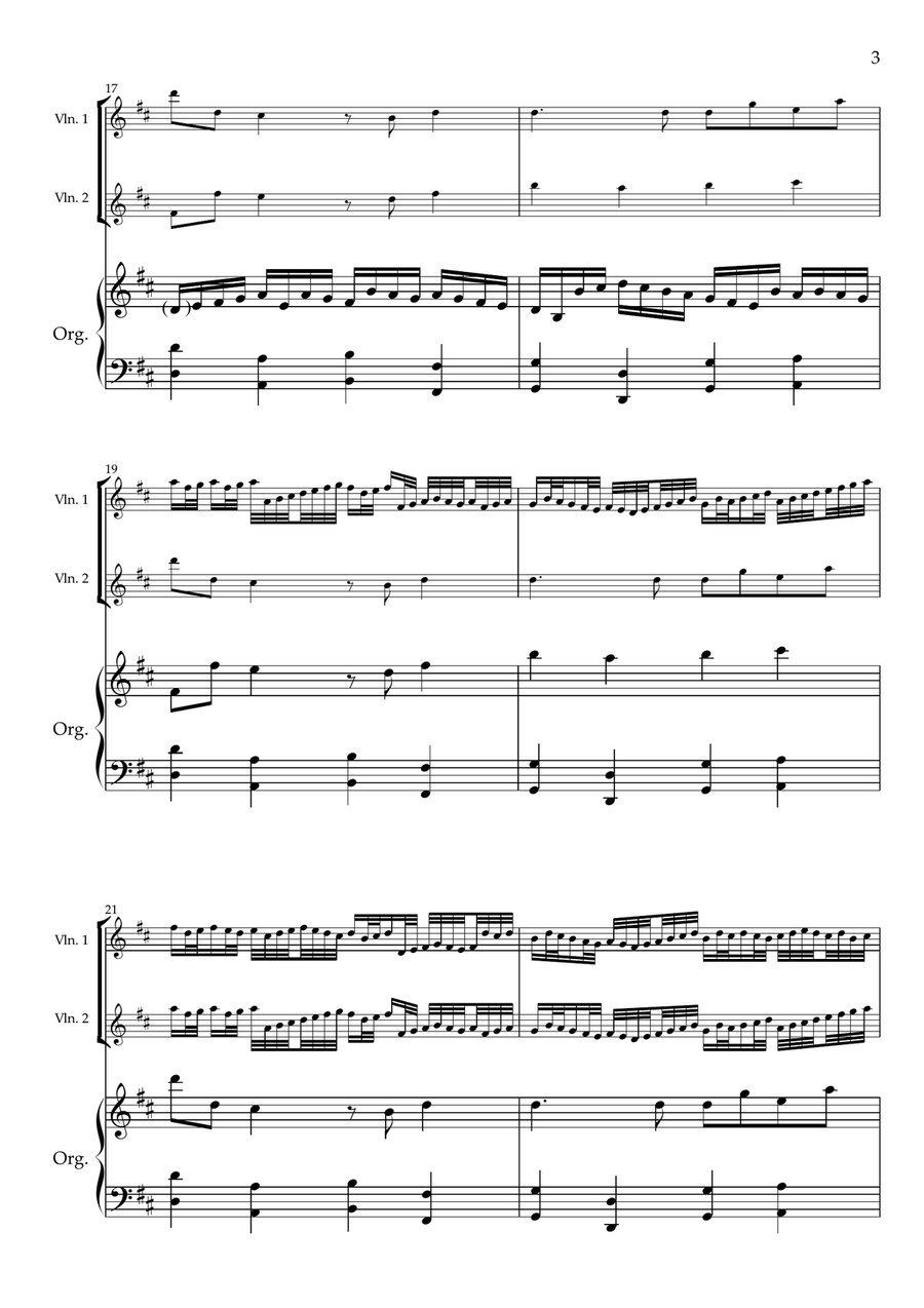 Canon and Gigue in D major, P37, arr. 2 violins and organ String Duet scores gallery preview page 5