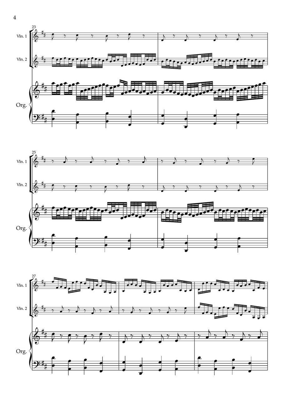 Canon and Gigue in D major, P37, arr. 2 violins and organ String Duet scores gallery preview page 6