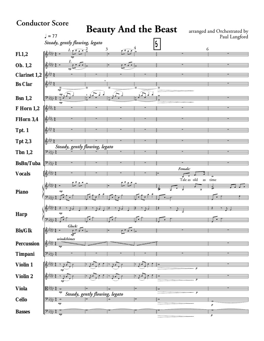 Beauty And The Beast Beauty And The Beast Full Orchestra scores gallery preview page 1