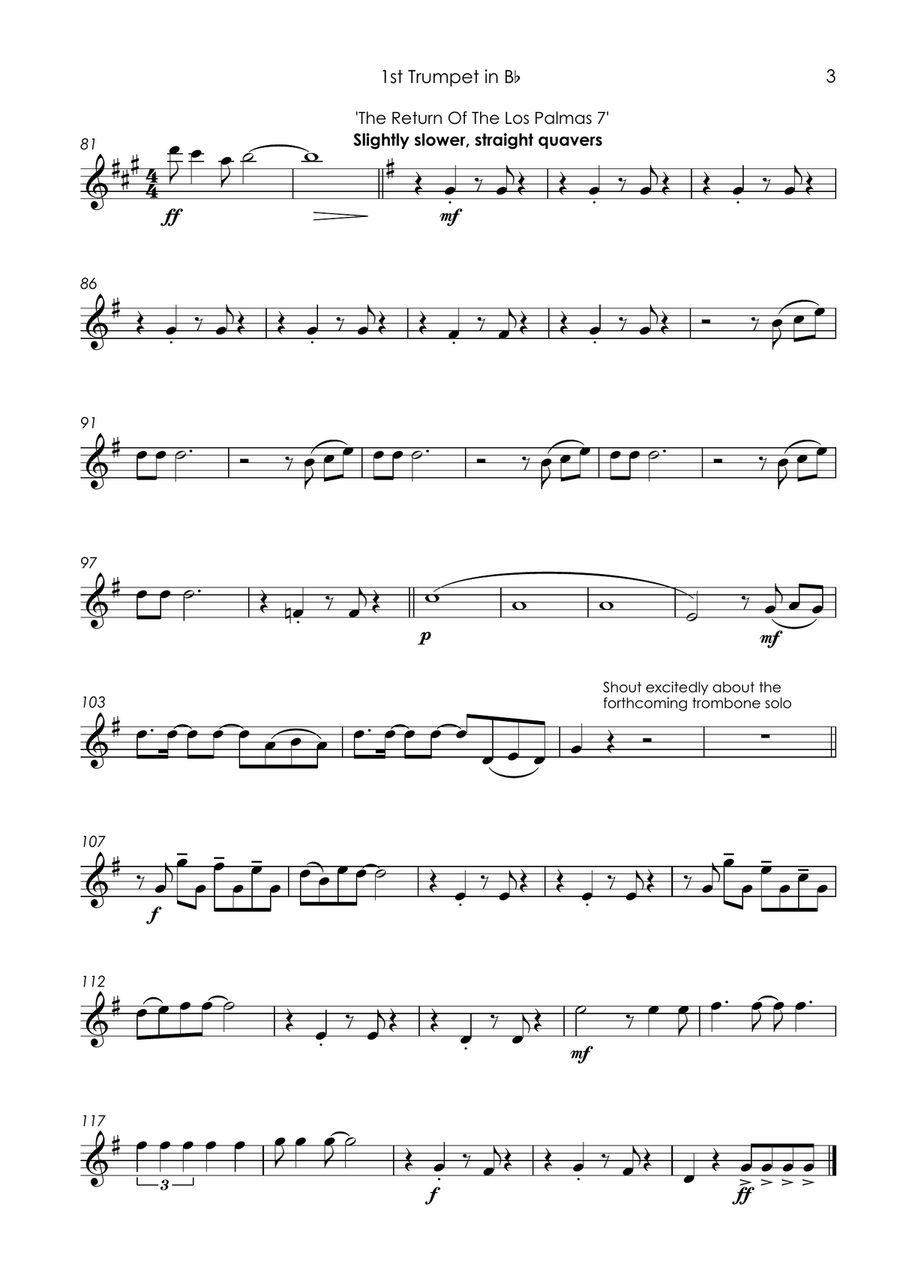 Medley: House Of Fun with Driving In My Car, It Must Be Love, and Return Of The Los Palmas 7 Brass Quintet scores gallery preview page 5