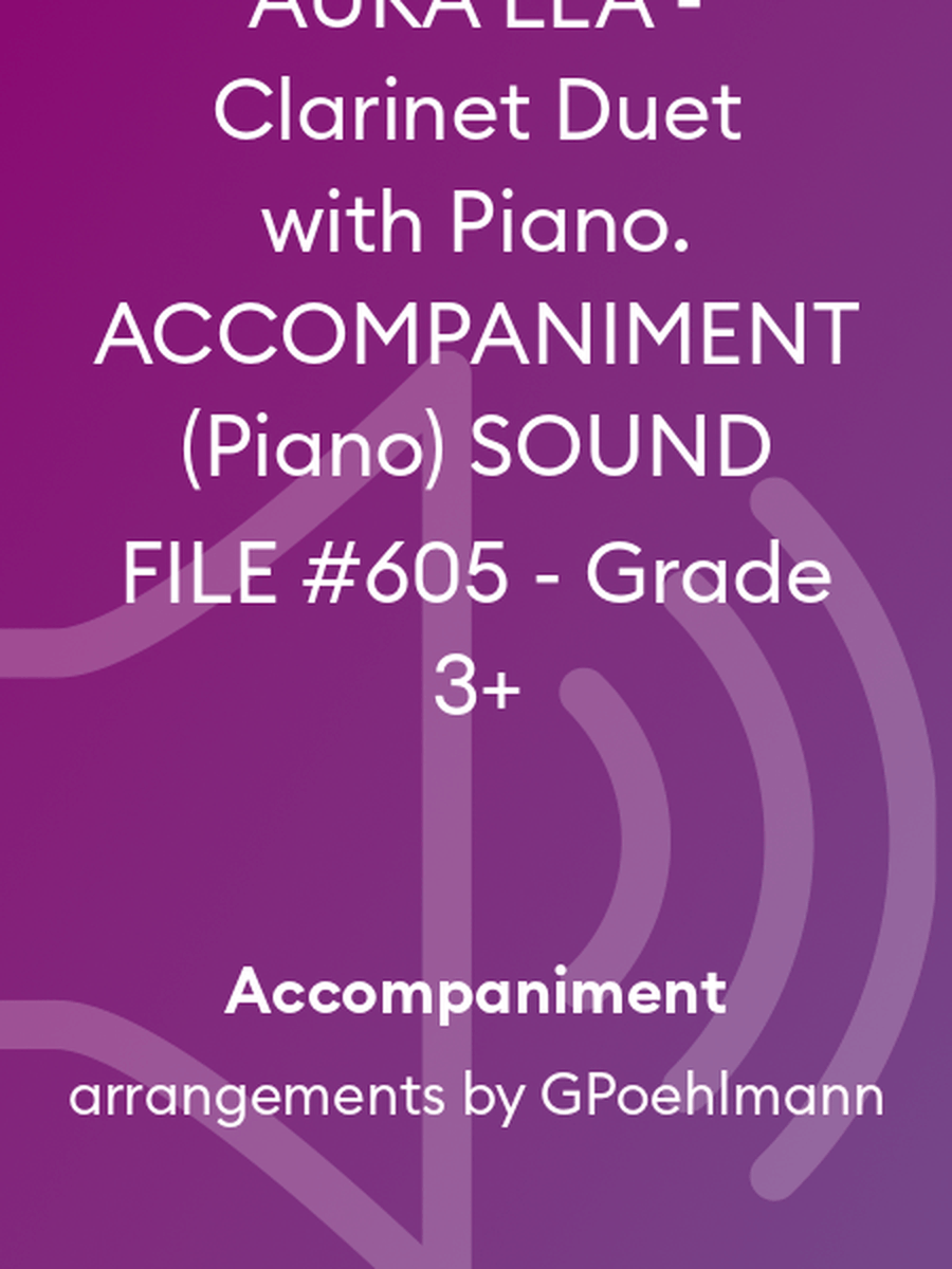 AURA LEA - Clarinet Duet with Piano. ACCOMPANIMENT (Piano) SOUND FILE #605 - Grade 3+ Clarinet Duet scores gallery preview page 1