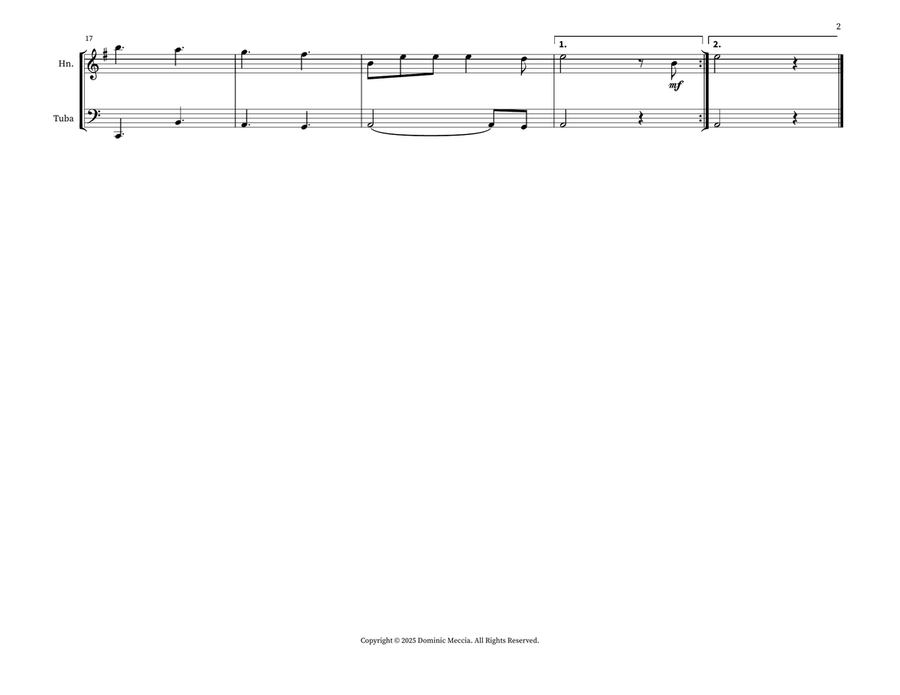 When Johnny Comes Marching Home Brass Duet scores gallery preview page 2