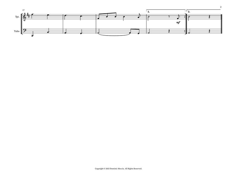 When Johnny Comes Marching Home Brass Duet scores gallery preview page 2