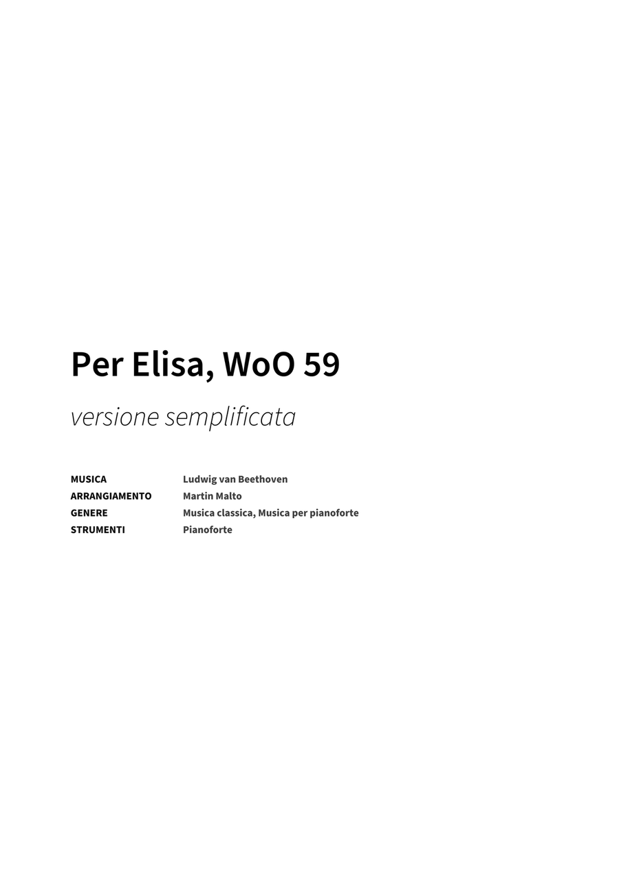 Per Elisa, WoO 59 Per Elisa, WoO 59 Easy Piano scores gallery preview page 2