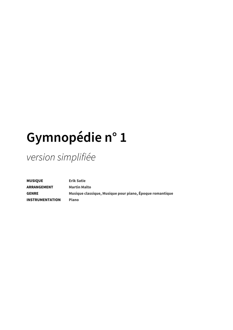 Gymnopédie n° 1 Gymnopédie n° 1 Piano Solo scores gallery preview page 2