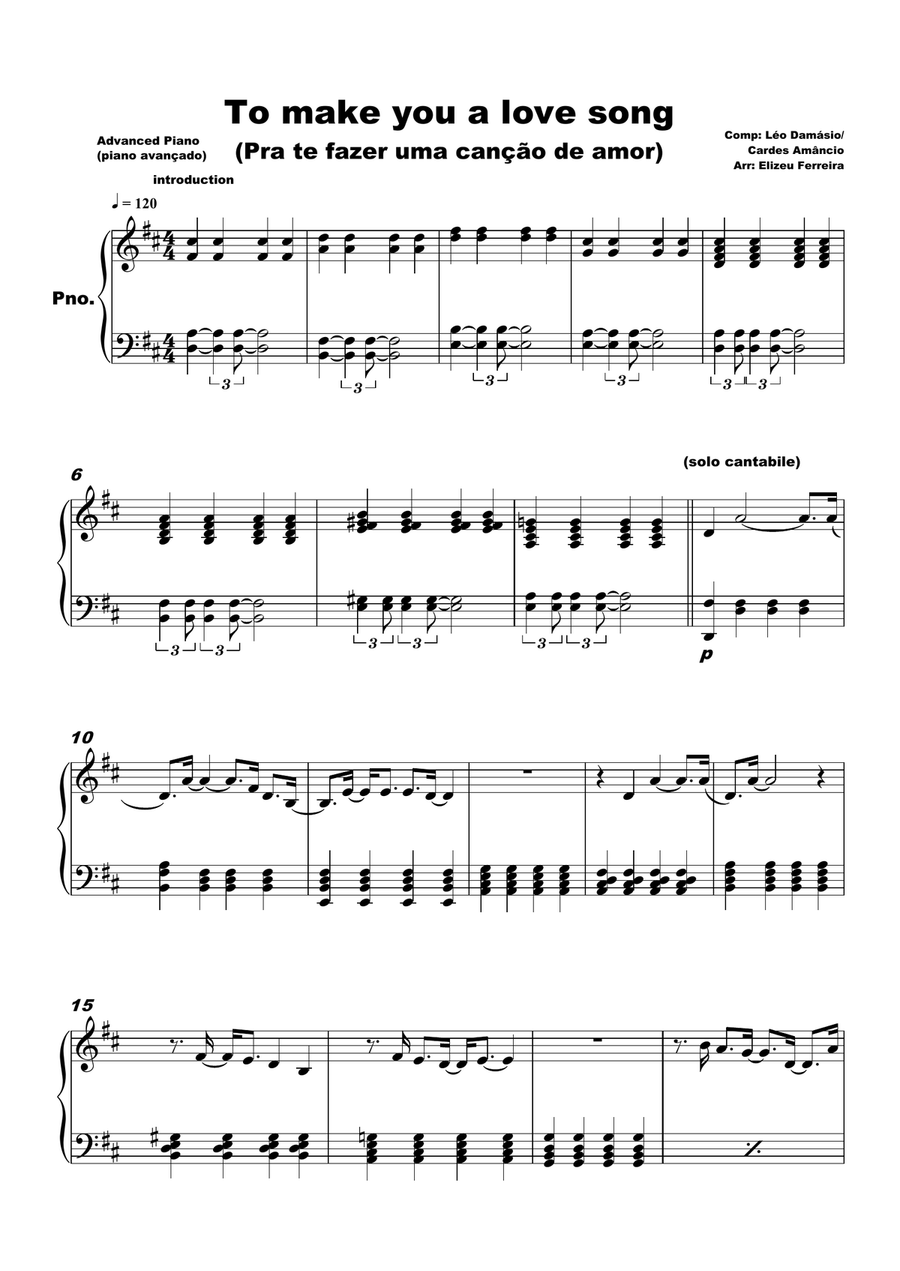 To make you a love song To make you a love song Piano Solo scores gallery preview page 1