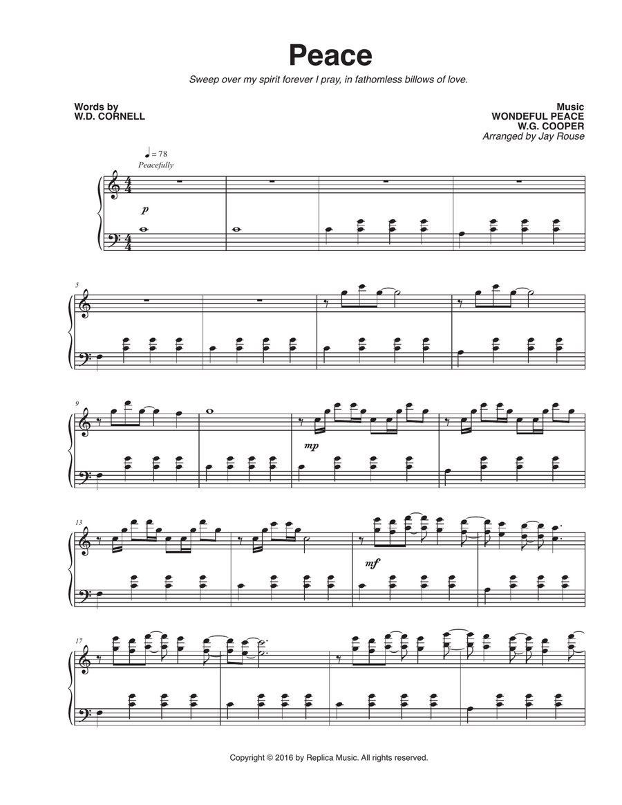 Peace Piano Solo scores gallery preview page 1