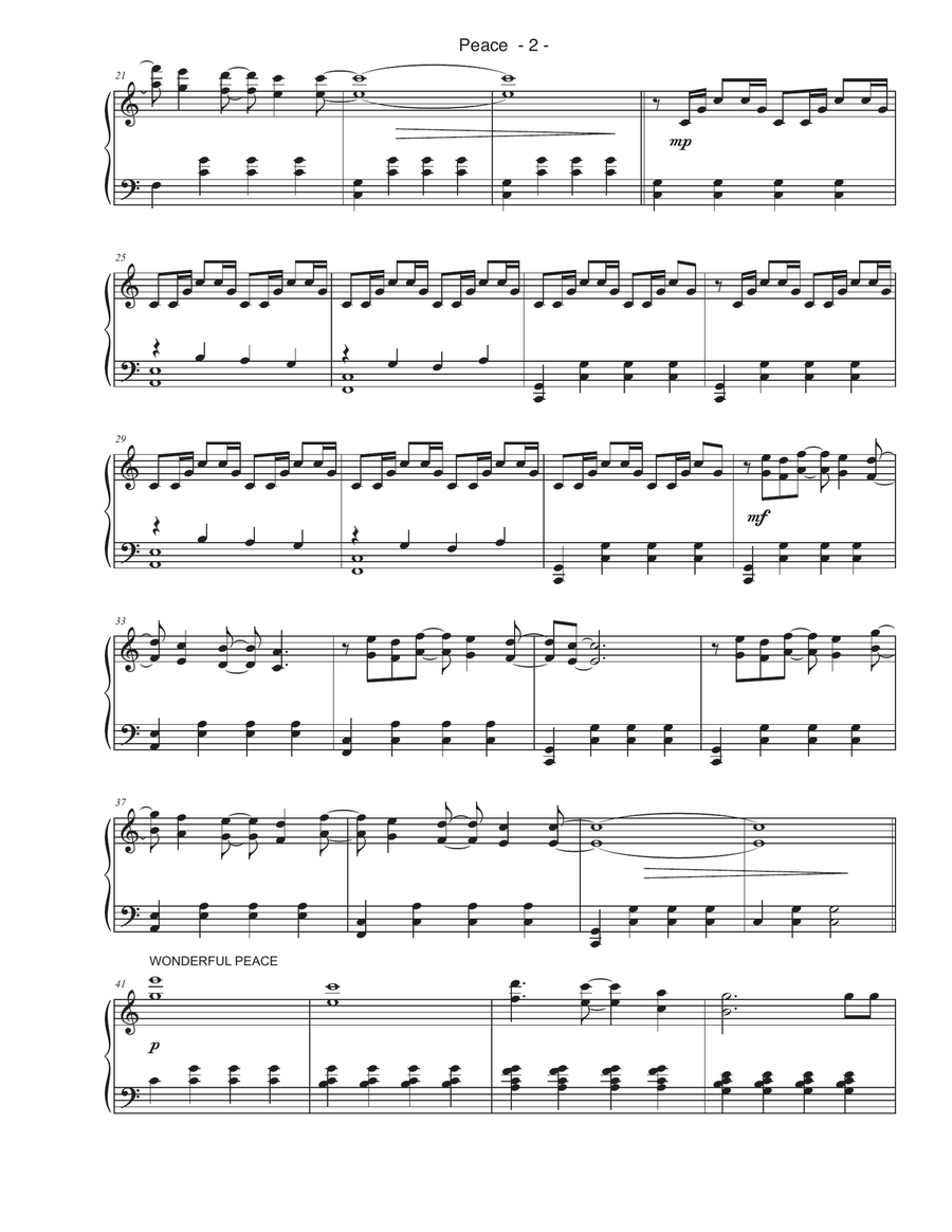 Peace Piano Solo scores gallery preview page 2