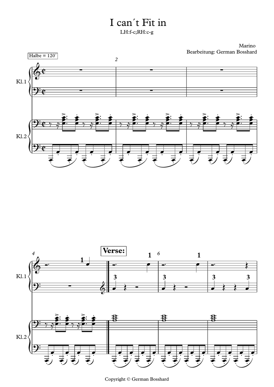 I can‘t fit in I can‘t fit in Easy Piano scores gallery preview page 1