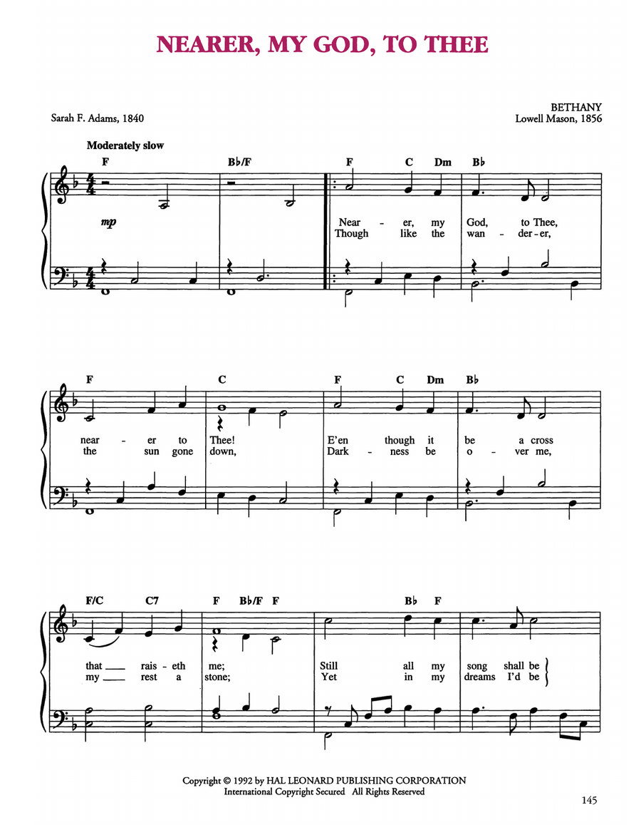 Nearer, My God, To Thee Nearer, My God, To Thee Easy Piano scores gallery preview page 1