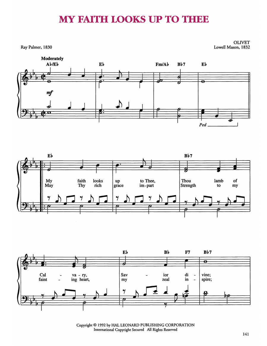 My Faith Looks Up To Thee Easy Piano scores gallery preview page 1